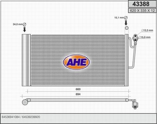 AHE 43388 - Condensatore, Climatizzatore autozon.pro