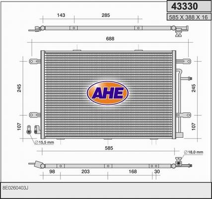 AHE 43330 - Condensatore, Climatizzatore autozon.pro