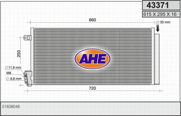 AHE 43371 - Condensatore, Climatizzatore autozon.pro