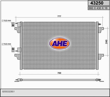 AHE 43250 - Condensatore, Climatizzatore autozon.pro