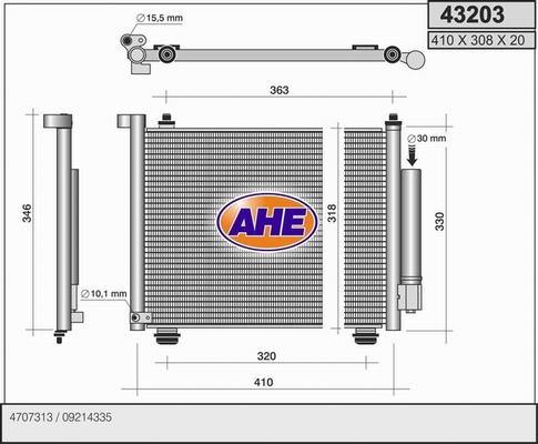 AHE 43203 - Condensatore, Climatizzatore autozon.pro