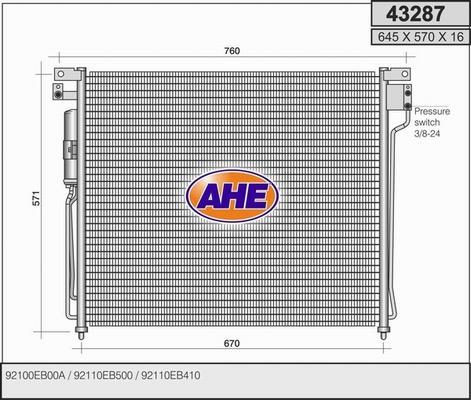 AHE 43287 - Condensatore, Climatizzatore autozon.pro