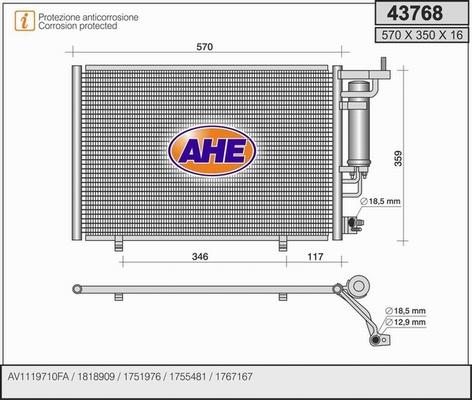 AHE 43768 - Condensatore, Climatizzatore autozon.pro