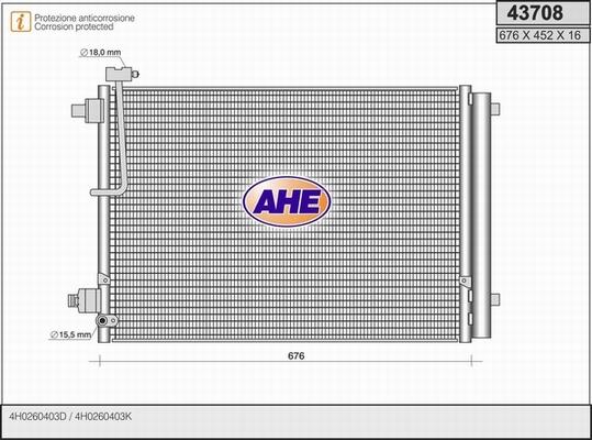 AHE 43708 - Condensatore, Climatizzatore autozon.pro