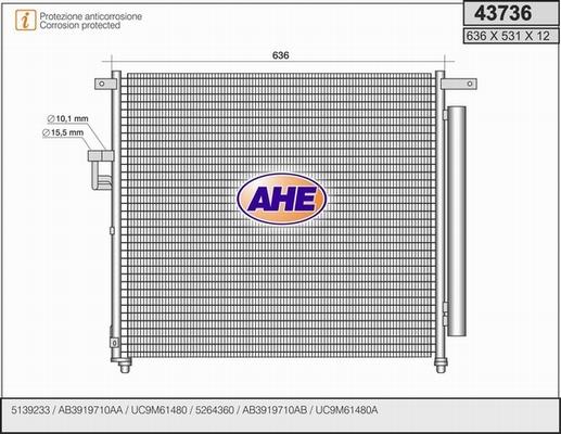 AHE 43736 - Condensatore, Climatizzatore autozon.pro