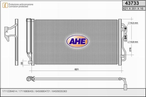 AHE 43733 - Condensatore, Climatizzatore autozon.pro