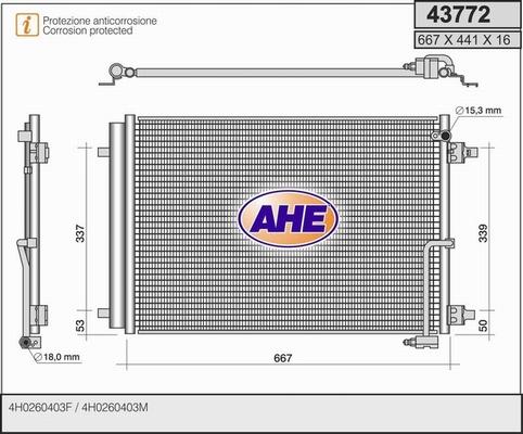 AHE 43772 - Condensatore, Climatizzatore autozon.pro