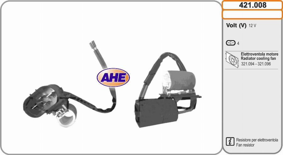 AHE 421.008 - Resistore addizionale, Elettromotore-Ventola radiatore autozon.pro