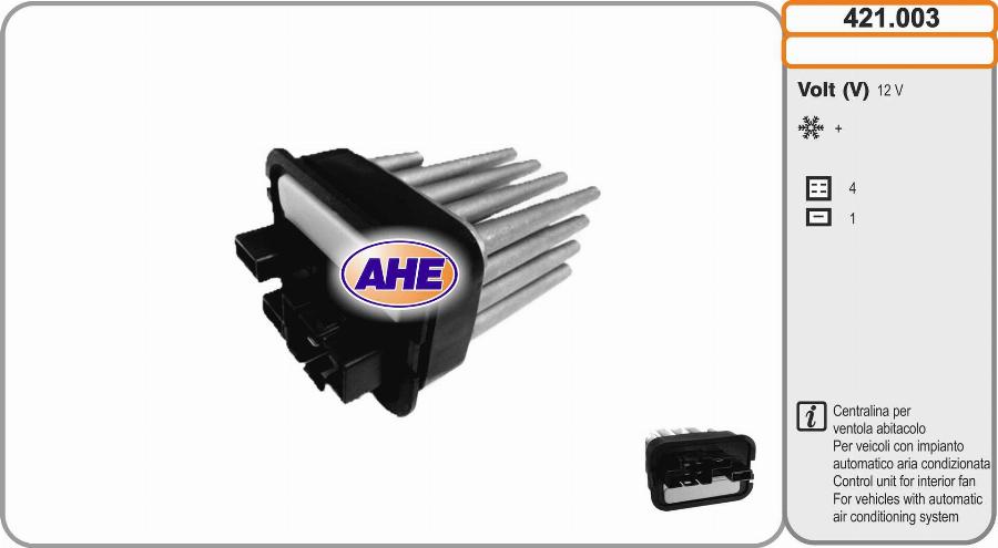 AHE 421.003 - Centralina, Ventola elettr. (Raffreddamento motore) autozon.pro