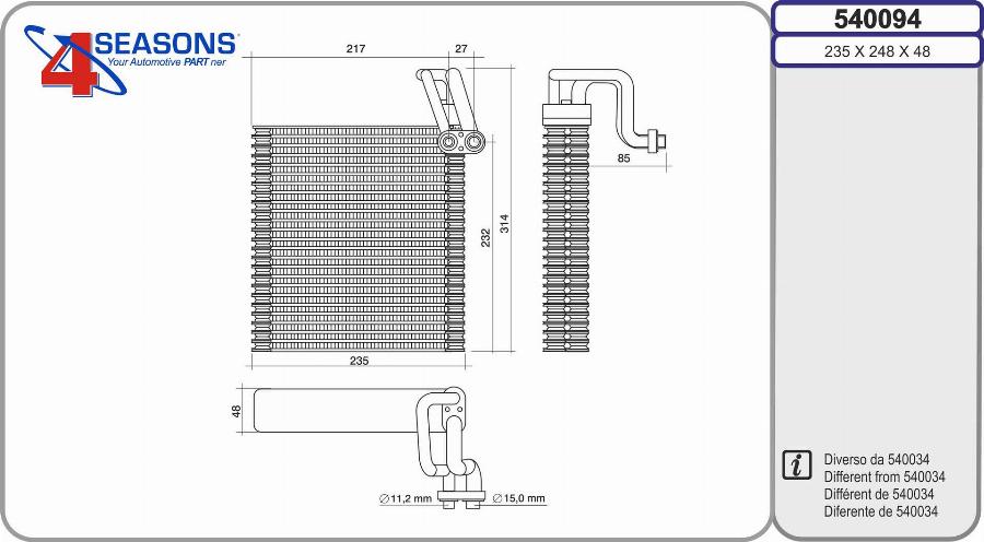 AHE 540094 - Evaporatore, Climatizzatore autozon.pro