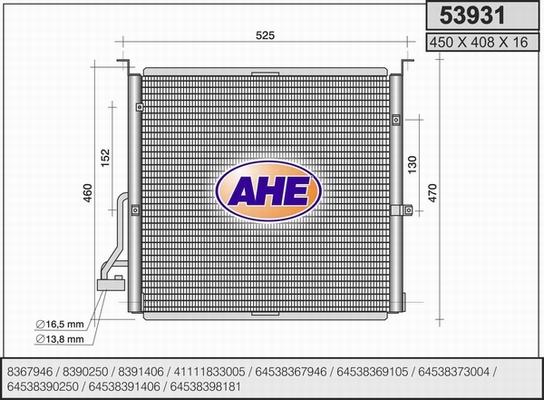 AHE 53931 - Condensatore, Climatizzatore autozon.pro