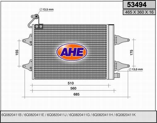 AHE 53494 - Condensatore, Climatizzatore autozon.pro