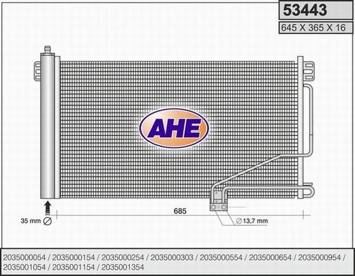 AHE 53443 - Condensatore, Climatizzatore autozon.pro