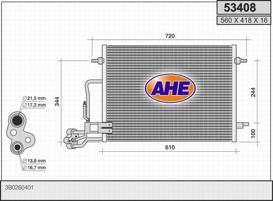 AHE 53408 - Condensatore, Climatizzatore autozon.pro