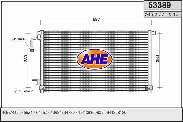 AHE 53389 - Condensatore, Climatizzatore autozon.pro