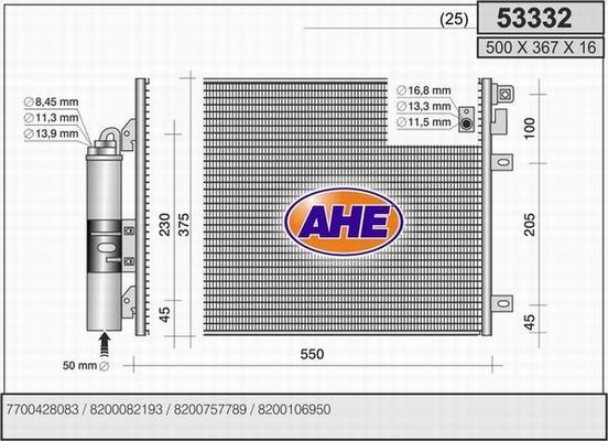 AHE 53332 - Condensatore, Climatizzatore autozon.pro