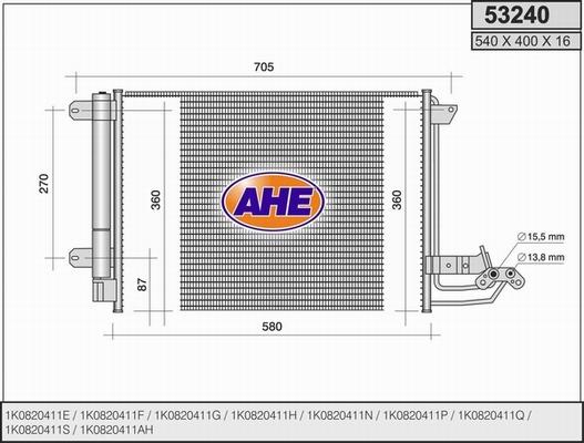 AHE 53240 - Condensatore, Climatizzatore autozon.pro