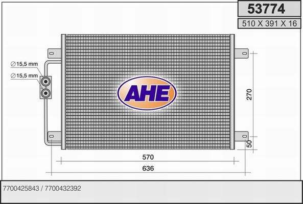 AHE 53774 - Condensatore, Climatizzatore autozon.pro