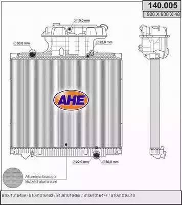 AHE 140.005 - Radiatore, Raffreddamento motore autozon.pro