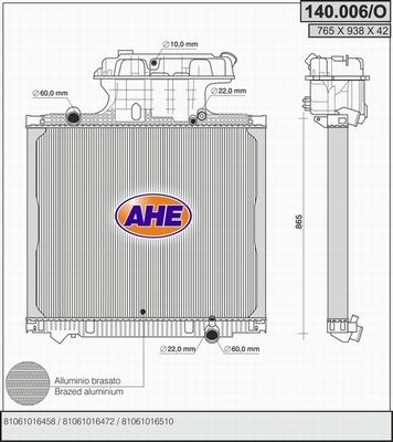 AHE 140.006/O - Radiatore, Raffreddamento motore autozon.pro