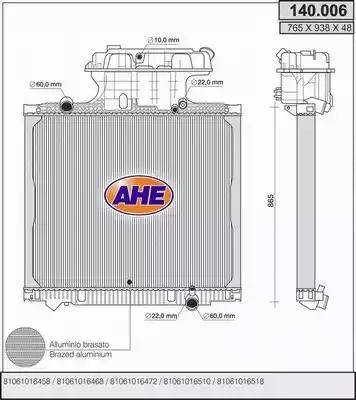 AHE 140.006 - Radiatore, Raffreddamento motore autozon.pro