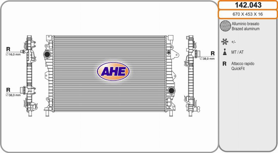 AHE 142.043 - Radiatore, Raffreddamento motore autozon.pro