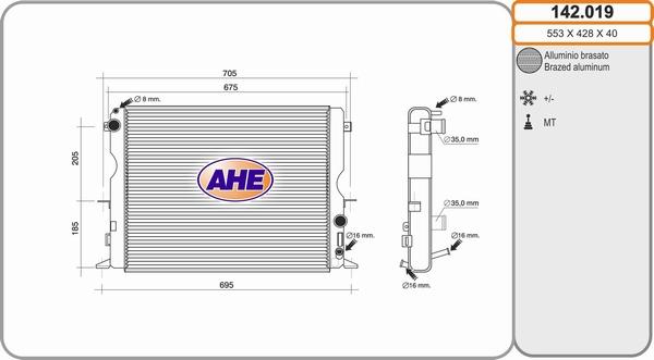 AHE 142.019 - Radiatore, Raffreddamento motore autozon.pro