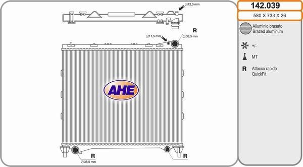 AHE 142.039 - Radiatore, Raffreddamento motore autozon.pro