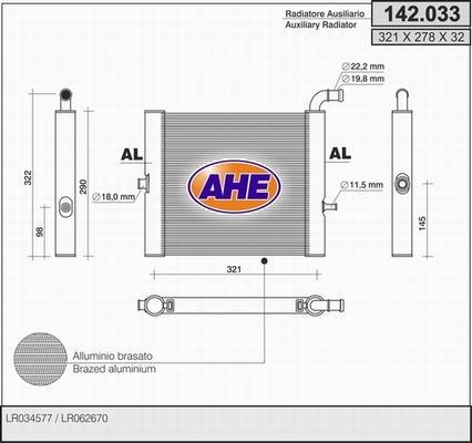 AHE 142.033 - Radiatore, Raffreddamento motore autozon.pro