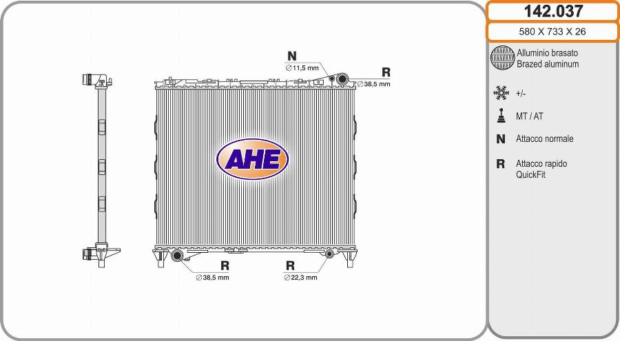 AHE 142.037 - Radiatore, Raffreddamento motore autozon.pro