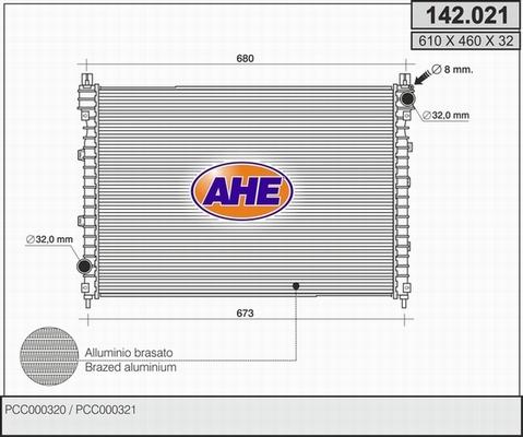 AHE 142.021 - Radiatore, Raffreddamento motore autozon.pro