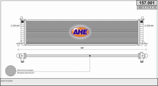 AHE 157.001 - Radiatore, Raffreddamento motore autozon.pro