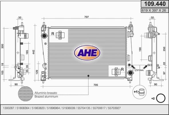 AHE 109.440 - Radiatore, Raffreddamento motore autozon.pro