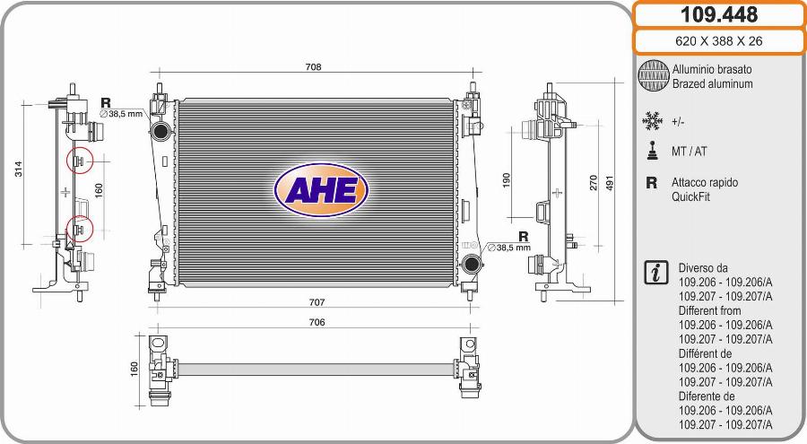 AHE 109.448 - Radiatore, Raffreddamento motore autozon.pro