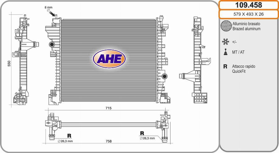 AHE 109.458 - Radiatore, Raffreddamento motore autozon.pro