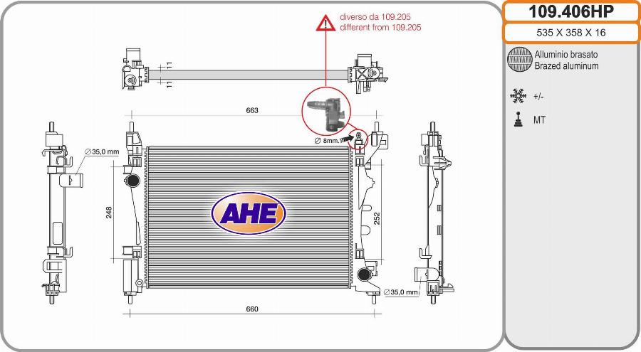 AHE 109.406HP - Radiatore, Raffreddamento motore autozon.pro