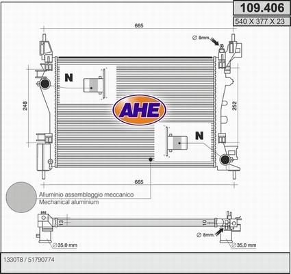 AHE 109.406 - Radiatore, Raffreddamento motore autozon.pro