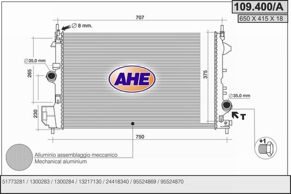 AHE 109.400/A - Radiatore, Raffreddamento motore autozon.pro