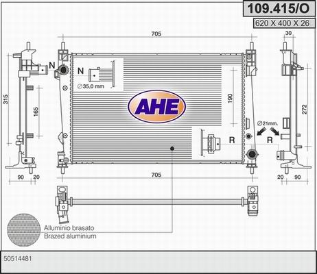 AHE 109.415/O - Radiatore, Raffreddamento motore autozon.pro