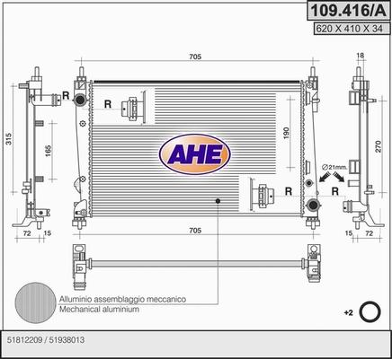 AHE 109.416/A - Radiatore, Raffreddamento motore autozon.pro