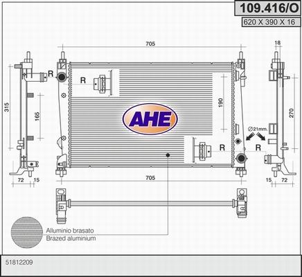 AHE 109.416/O - Radiatore, Raffreddamento motore autozon.pro