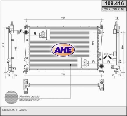 AHE 109.416 - Radiatore, Raffreddamento motore autozon.pro