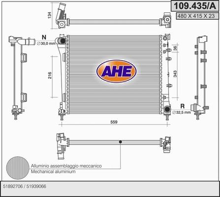 AHE 109.435/A - Radiatore, Raffreddamento motore autozon.pro