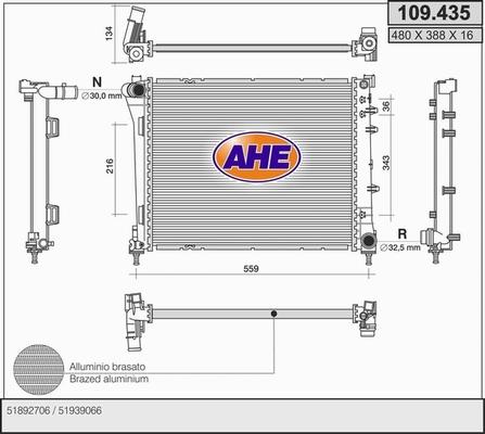 AHE 109.435 - Radiatore, Raffreddamento motore autozon.pro