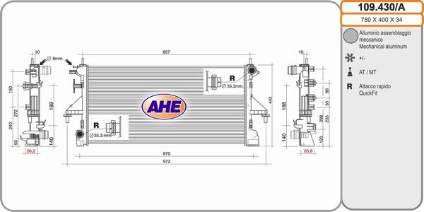 AHE 109.430/A - Radiatore, Raffreddamento motore autozon.pro