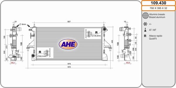 AHE 109.430 - Radiatore, Raffreddamento motore autozon.pro