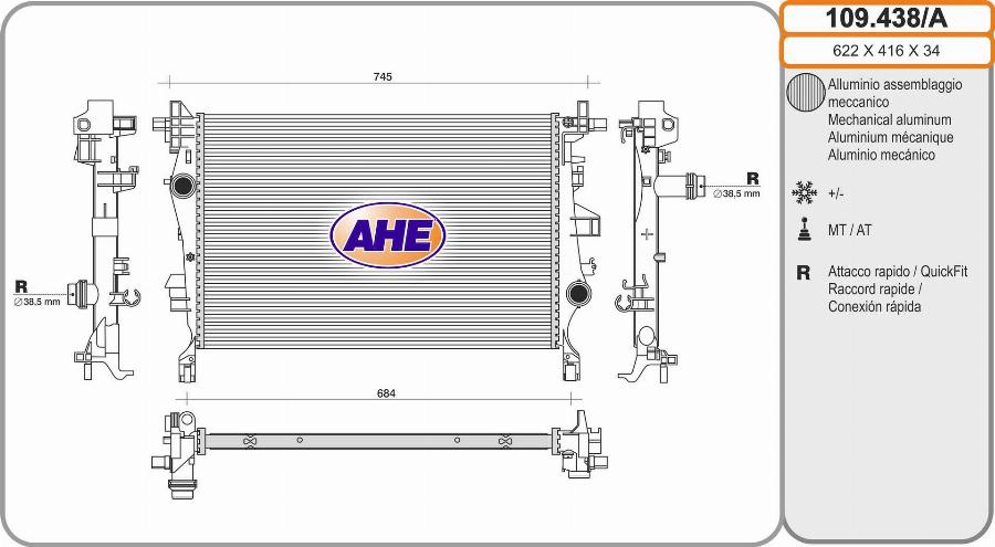 AHE 109.438/A - Radiatore, Raffreddamento motore autozon.pro