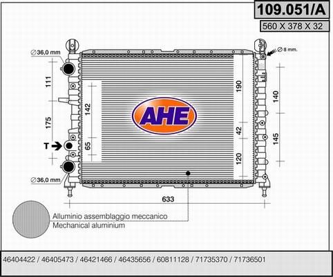 AHE 109.051/A - Radiatore, Raffreddamento motore autozon.pro