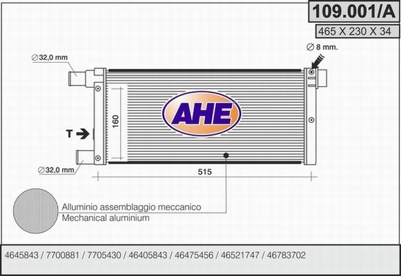 AHE 109.001/A - Radiatore, Raffreddamento motore autozon.pro