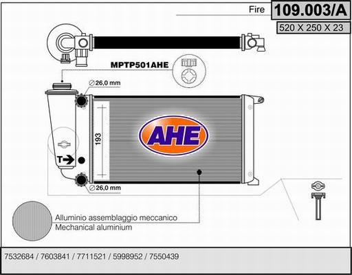 AHE 109.003/A - Radiatore, Raffreddamento motore autozon.pro